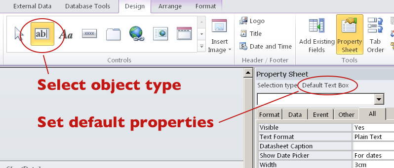 default properties