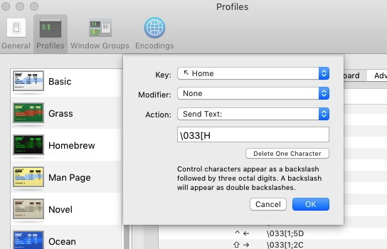 Terminal keybindings