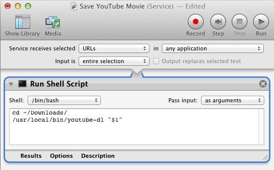 Use Automator to run a Shell Script